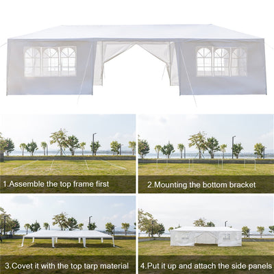 Gazebo Tent on Clearance, 10' x 30' Outdoor Backyard Tent for Parties, Upgraded White Wedding Tent with 8 Side Walls, Patio Canopy Tent BBQ Shelter Pavilion for Poolside Catering, L2335