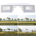 Canopy Party Tent for Outside, 10' x 30' Patio Gazebo Tent with 8 SideWalls, SEGMART Upgraded White Outdoor Party Wedding Tent, White Backyard Tent for Catering Garden Beach Camping, L257