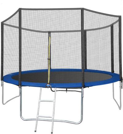 12FT Trampoline, Upgraded Outdoor Round Trampoline with Safety, Enclosure and Ladder, Outdoor Trampoline for Family School Entertainment, Heavy Duty Frame and Coiled Spring