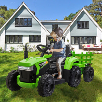 Power Tries Kids Ride on Car Toy, SEGMART 12V Ride-On Agricultural Vehicle with Trailer, Boys & Girls Kid Tractor with Charger, 2 Speeds, Music, Birthday Gift for 1-5 Boys & Girls, Red, SS026