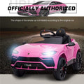 12V Ride on Cars Gift for 3-5 Years Old Boys Girls, Kids Lamborghini Ride on Toys with Remote, Ride on Truck for Kids, Pink Electric Vehicle Ride on Toys w/ LED Lights, MP3 Music, L