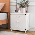 SEGMART Nightstand with 3 Drawers for Bedroom, 27.4''*15.9''*27.95'' Elegant Dresser Cabinet w/Nickel-Hued Knobs, 250lbs, White, S6298