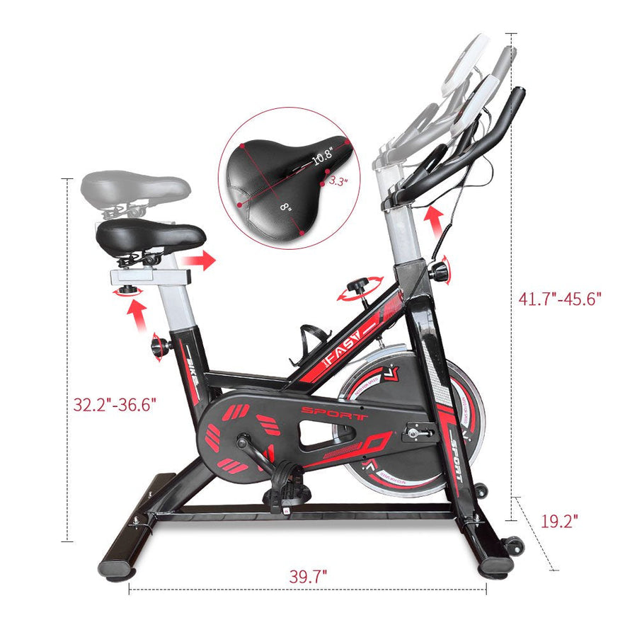 Stationary Cycling Bike, Stationary Indoor Exercise Bike with LCD monitor, Bottle Holder, Smooth Belt Drive Cycling Bike, Adjustable Seat Bicycle Stationary Bike for Home Cardio Gym Workout, L5882