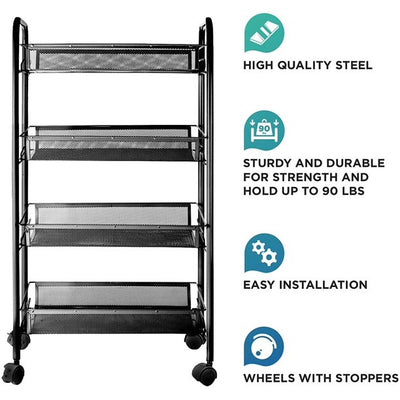 Segmart 10.24"W x 17.32"D x 33.46"H 4-Shelf Freestanding Shelves, Black