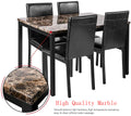 5 Piece Modern Dining Table Sets, Metal Dinette Set Faux Marble Rectangular Breakfast Table with Metal Legs & Black Finish Frame, Dining Table & Chairs for Apartment or Breakfast Nook, S12524