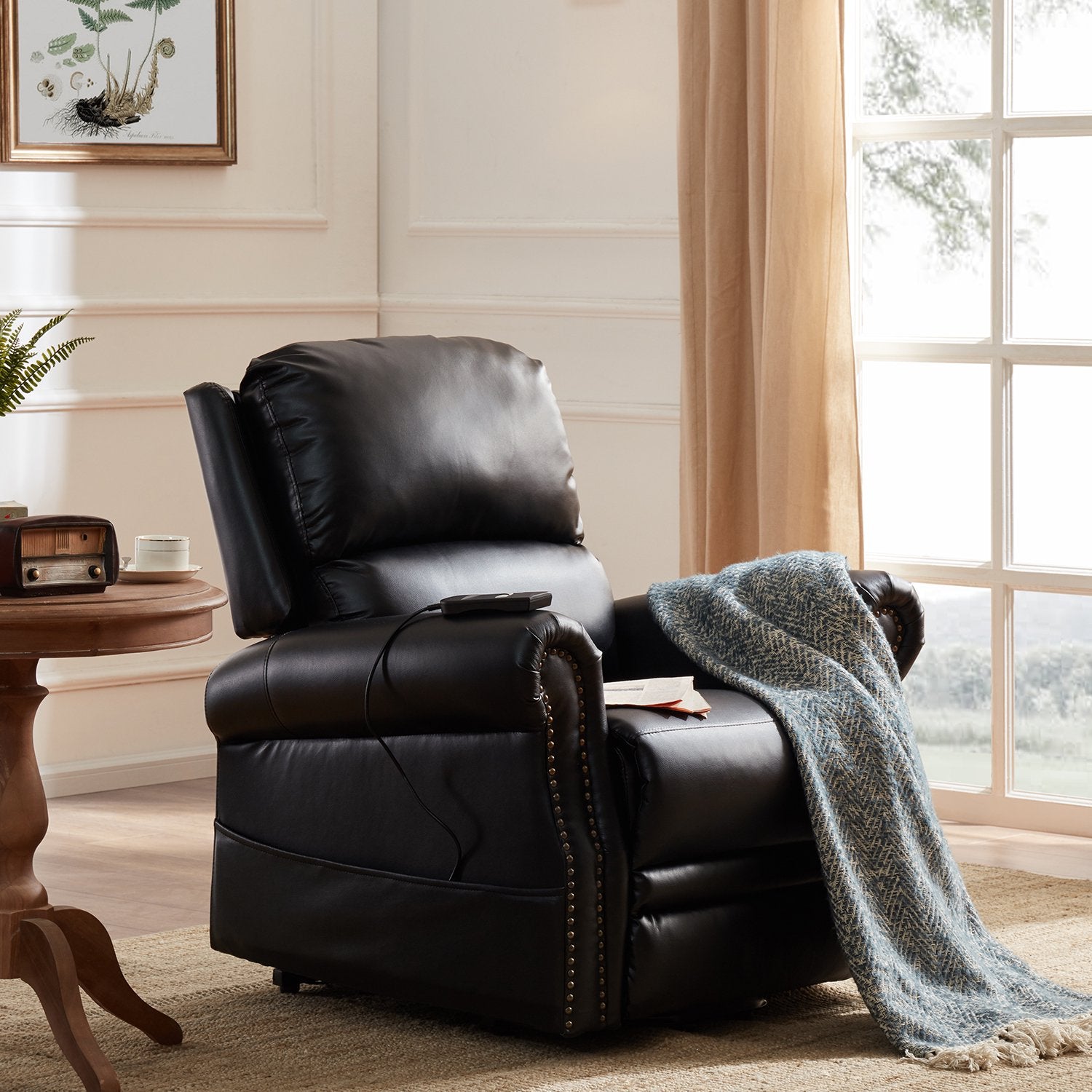 Electric Lift Recliners for Elderly, Black PU Leather Lift Recliner Ch –  SEGMART