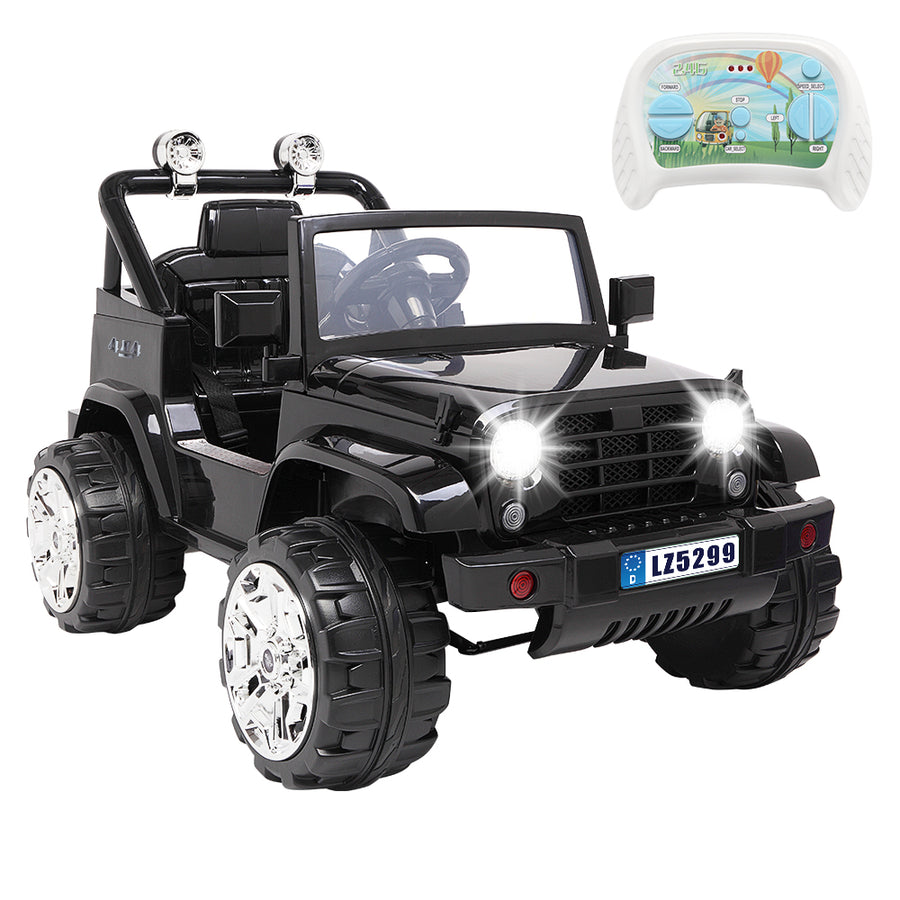 Ride on Car with Remote Control, SEGMART Powers Electric Kids Ride on Car for Girls Boys, 12V Battery-Operated RC Toy Cars for Kids to Ride with LED Lights, MP3 Player/Safety Belt, Black, L
