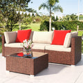 4 Piece Patio Furniture Set with Armless Sofa, Coffee Table, 2 Corner Sofas, 2 Pillows, All-Weather Outdoor Conversation Set with Cushions for Backyard, Porch, Garden, Poolside, LLL1323