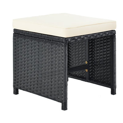 Patio Dining Sets, 9 Piece Patio Furniture Sets with 4 PE Wicker Chairs, 4 Stools, Dining Table, All-Weather Outdoor Patio Dining Conversation Set with Cushions for Backyard, Lawn, Garden, L