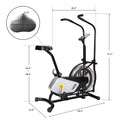 Exercise Bike with Fan, Upright Bike with Air Resistance System, Air Bike with Transport Wheels/Adjustable Seat, Belt Drive Stationary Bike with iPad Holder/Monitor, for Home Cardio Gym Workout, L