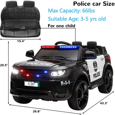 Battery Powered Police Ride on Toys, 12V Ride on Cars with Remote Control, L