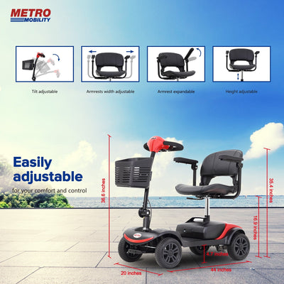 Segmart Mobility Scooters, Heavy Duty Compact Handicap Electric Scooters with 4 Wheel, Lightweight Motorized Scooter with Detachable Basket, Outdoor Senior Scooter with Anti-Tip wheel, Lite Red, SS5680