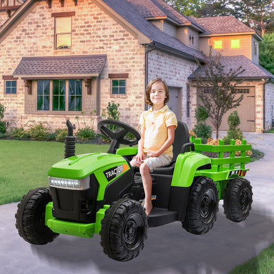 Power Tries Kids Ride on Car Toy, SEGMART 12V Ride-On Agricultural Vehicle with Trailer, Boys & Girls Kid Tractor with Charger, 2 Speeds, Music, Birthday Gift for 1-5 Boys & Girls, Red, SS026