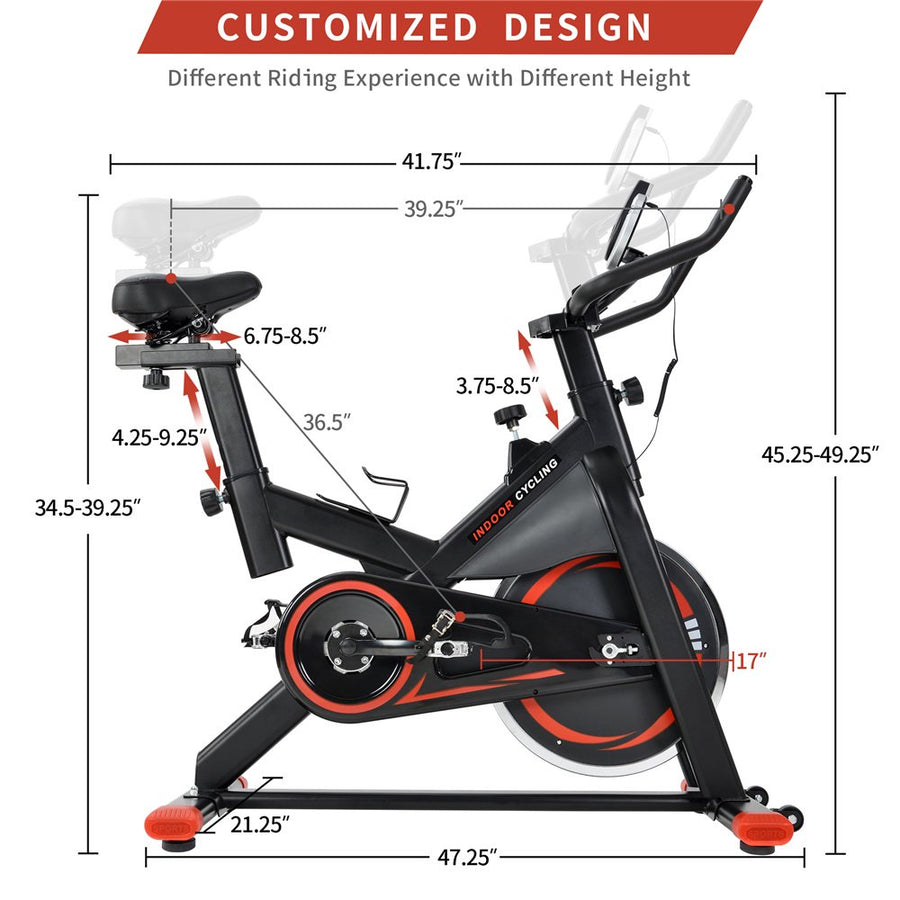 Exercise Cycling Bike, Stationary Indoor Cycling Bike, Smooth Belt Drive Exercise Bike with LCD monitor, Bottle Holder, Adjustable Seat Bicycle Stationary Bike for Home Cardio Gym Workout, L5375