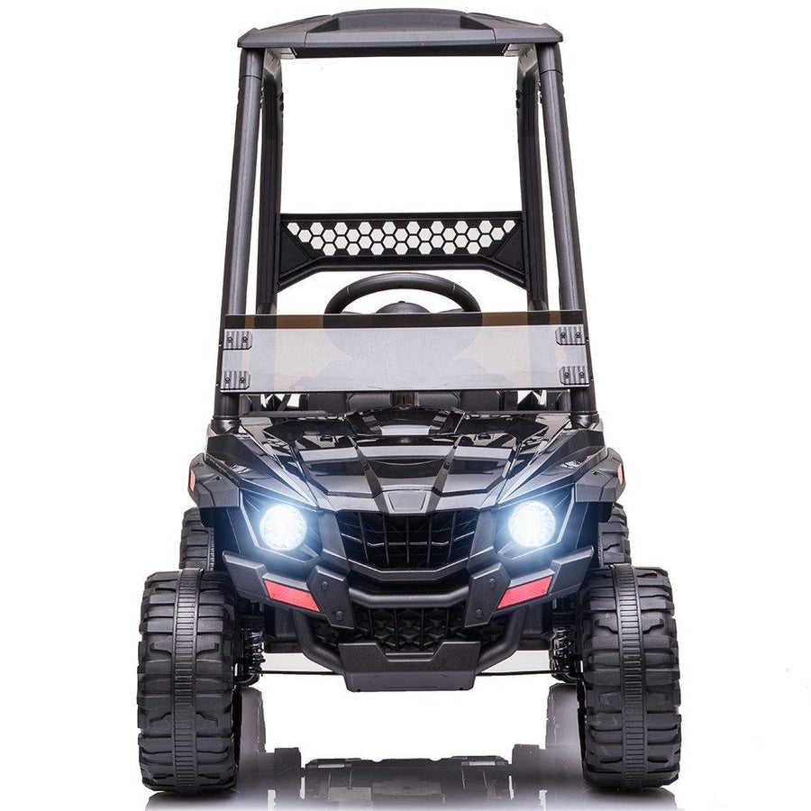 Ride on Car with Remote Control, 12V Kids Off-Road UTV with High Roof, Black Electric Vehicles for Boys Girls, 3 Speeds Ride on Truck with Suspension Music LED Lights MP3, LL857