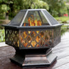 Outdoor Bonfire Pit, 24" Outdoor Hexagon Metal Fire Pit, Wood Burning BBQ Grill Fire Pit Bowl with Spark Screen, Poker, Backyard Patio Garden Fire Pit for Camping, Heating, Bonfire, Picnic, L6222