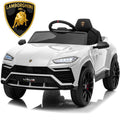 12 Volt Ride on Toys for Kids, Lamborghini Ride on Cars with Remote Control, Ride on Truck Gifts for Boys Ages 3-5, White Electric Vehicle with LED Lights, MP3 Music, 3 Speeds, L5303