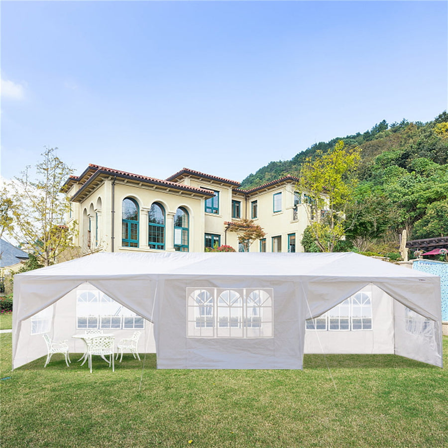Canopy Party Tent for Outside, 10' x 30' Patio Gazebo Tent with 8 SideWalls, SEGMART Upgraded White Outdoor Party Wedding Tent, White Backyard Tent for Catering Garden Beach Camping, L223