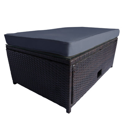 Segmart 4 Pc Outdoor Patio Sectional Set, Brown and Gray Wicker with Cushion, L