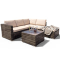 Outdoor Conversation Sets, 4 Piece Outdoor Sectional Sofa Set with 2-Seater Sofas, Ottoman, Coffee Table, All-Weather Wicker Patio Furniture Set with Cushions for Backyard, Porch, Garden, Pool, L3546