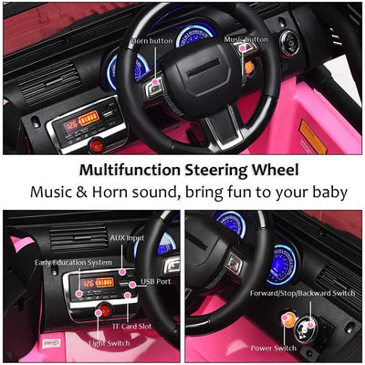 Kids Ride on Cars, 12V Electric Vehicles with Remote Control, Motorized Vehicles Ride on Car W/Lights, Spring Suspension, MP3 Player, Pink Battery-Powered Ride on Toys for Girls,LLL1803