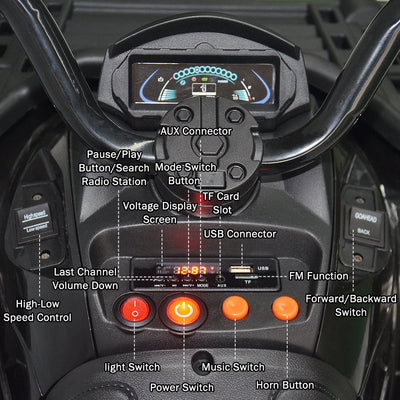 Electric Cars for Kids to Ride, Powered 12V Ride on Toys with Remote Control, ATV Quad Ride on Cars for Boys Girls, 3 Speeds Ride on ATV with LED Lights, AUX Jack, Radio, L234