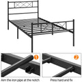 Metal Twin Bed Frame No Box Spring Needed, Black Twin Platform Bed Frame with Headboard and Footboard, Modern Metal Twin Bed Frame Bedroom Furniture with Metal Slat for Kids Adults Teens, L4770
