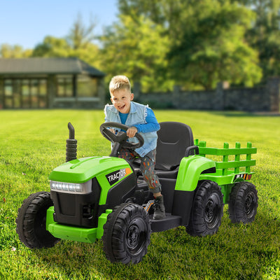 Power Tries Kids Ride on Car Toy, SEGMART 12V Ride-On Agricultural Vehicle with Trailer, Boys & Girls Kid Tractor with Charger, 2 Speeds, Music, Birthday Gift for 1-5 Boys & Girls, Red, SS026