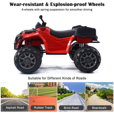 Electric Cars for Kids to Ride, Powered 12V Ride on Toys with Remote Control, ATV Quad Ride on Cars for Boys Girls, 3 Speeds Ride on ATV with LED Lights, AUX Jack, Radio, L234