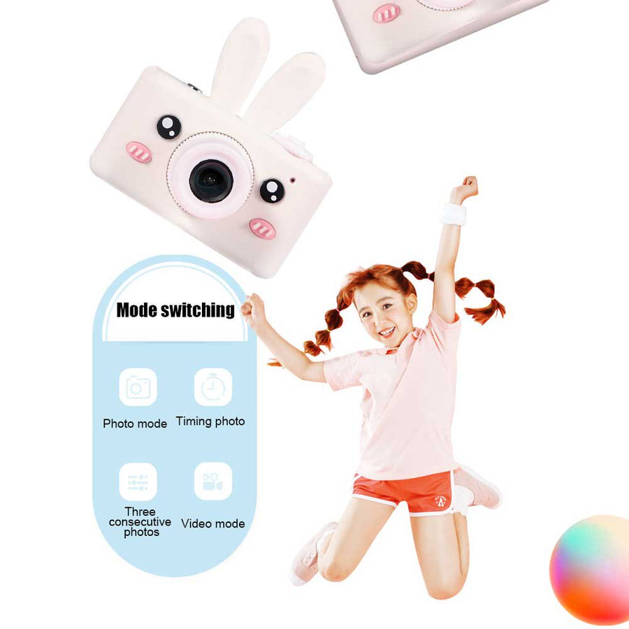 SEGMART Kids Camera, 1080P Digital Toy Camera for Girls Boys, Silicone Shockproof Video Recorder Player for Toddlers 3-10-Year-Old Birthday Gifts, Real Digital Camera for Kids, Rabbit, 32GB, S7545