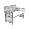 Outdoor Conversation Sets, 4 Piece Wicker Patio Set With Glass Dining Table, Loveseat & 2 Cushioned Chairs, Gray Patio Furniture Set with Coffee Table for Backyard, Porch, Garden, Poolside, L3110