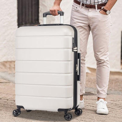 SEGMART Carry on Luggage Set, 3pcs 20''/24''/28'' Fashion Lightweight Suitcase Travel Sets for Women, 3-in-1 Portable Carry on Trolley Case with Telescoping Handle, Beige, S9351