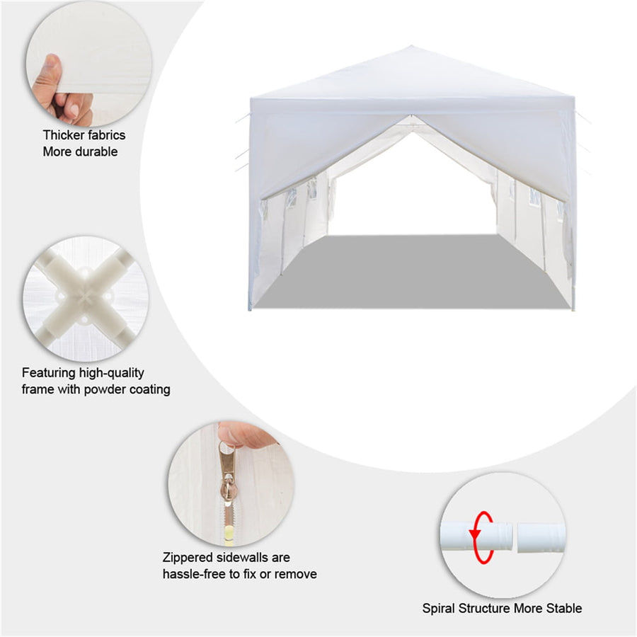 Outdoor Party Tent for Outside SEGMART 10' x 30' Party Wedding Tent with 8 SideWalls, Upgraded White Backyard Tent for Parties, Patio Gazebo Canopy Tent BBQ Shelter for Garden Camping Grill
