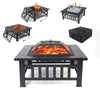 Fire Pit for Outside, Premium Hex-Shaped Steel Fire Pit w/Flame-Retardant Lid, Outdoor Metal Fire Pit with Poker, Multifunctional Heater/Grill/Ice Pit for Backyard Patio Garden BBQ Grill, S7039