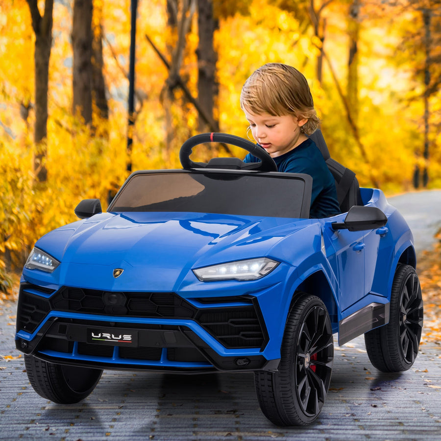 Electric Cars for Kids to Ride, 12V Realistic Lamborghini Kid Electric Ride on Car with Remote Control and MP3 Player, Kids Electric Vehicle with LED Light, Radio, Birthday Gift for Kids, Blue, SS2460