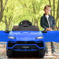 Kids Electric Cars for Backyard, Licensed Lamborghini Ride-on Toy, 12V Rechargeable Battery Electric 4 Wheels Car with Remote Control, Horn, Radio, USB Port, Spring Suspension, LED Light, Blue, SS2461