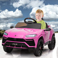 Kids Electric Cars for Backyard, Licensed Lamborghini Ride-on Toy, 12V Rechargeable Battery Electric 4 Wheels Car with Remote Control, Horn, Radio, USB Port, Spring Suspension, LED Light, Blue, SS2461