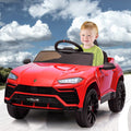 Kids Electric Cars for Backyard, Licensed Lamborghini Ride-on Toy, 12V Rechargeable Battery Electric 4 Tries Car with Remote Control, Horn, Radio, USB Port, Spring Suspension, LED Light, Blue, SS2461