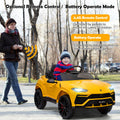 Kids Electric Cars for Backyard, Licensed Lamborghini Ride-on Toy, 12V Rechargeable Battery Electric 4 Tries Car with Remote Control, Horn, Radio, USB Port, Spring Suspension, LED Light, Blue, SS2461