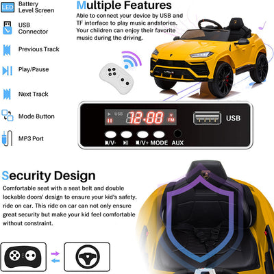 Electric Cars for Kids to Ride, 12V Realistic Lamborghini Kid Electric Ride on Car with Remote Control and MP3 Player, Kids Electric Vehicle with LED Light, Radio, Birthday Gift for Kids, Pink, S7816