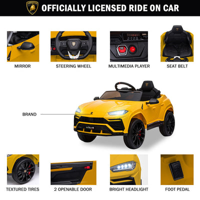 Electric Cars for Kids to Ride, 12V Realistic Lamborghini Kid Electric Ride on Car with Remote Control and MP3 Player, Kids Electric Vehicle with LED Light, Radio, Birthday Gift for Kids, Pink, S7816