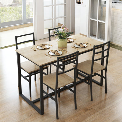 5 Piece Kitchen Dining Table and Chair Set, Dining Room Table Set with Table and 4 Chairs, Rectangle Dining Table Set for 4, Dinette Set for Kitchen Dining Room Small Space