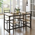 5-Piece Dining Room Table Set, Compact Wooden Kitchen Table and 4 Chairs with Metal Legs Dinette Sets, Industrial Style Kitchen Table and Chairs for Dining Room & Small Space