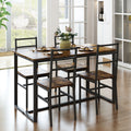 5-Piece Dining Room Table Set, Compact Wooden Kitchen Table and 4 Chairs with Metal Legs Dinette Sets, Industrial Style Kitchen Table and Chairs for Dining Room & Small Space