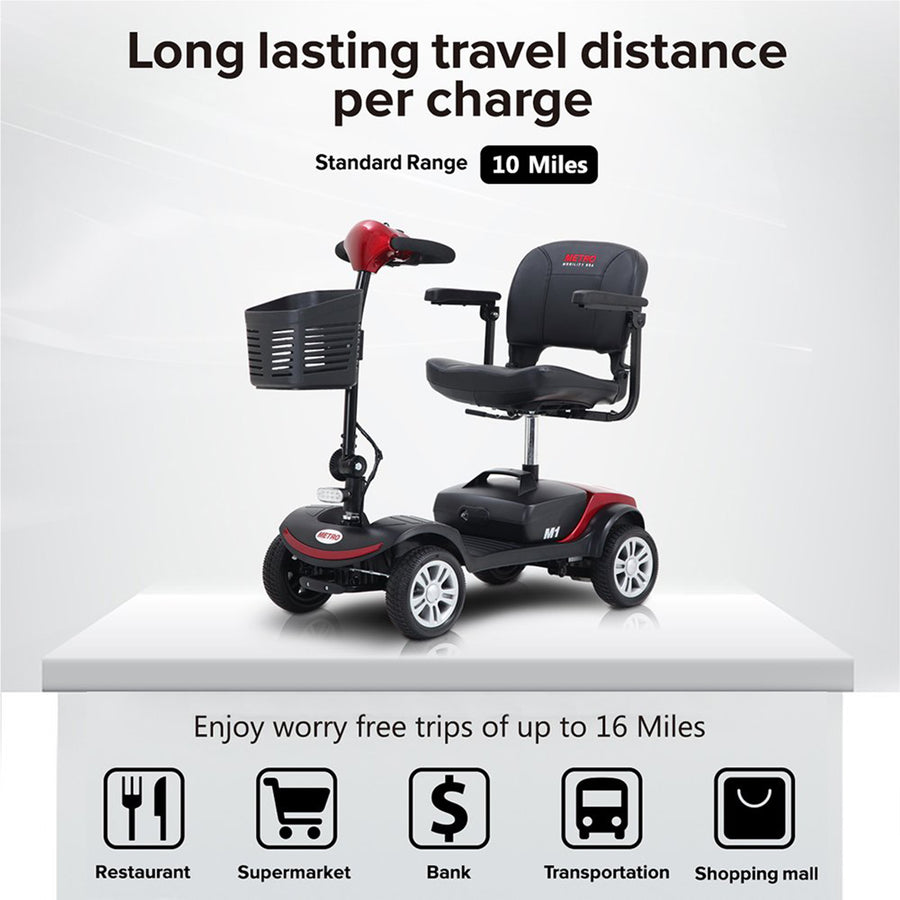 Segmart Compact Mobility Scooters for Senior, Heavy Duty Handicap Electric Scooters with 4 Wheel, Lightweight Motorized Scooter with Detachable Basket, Outdoor Scooter with Anti-Tip wheel, Red, S8680