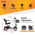Outdoor Mobility Scooter for Senior, Heavy Duty Electric Scooters with 4 Wheel, Sliding Swivel Seat with Flip-Up Armrests for Handicapped, Easy Assembly, 300lbs, Red, SS132