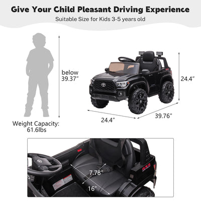 Ride On Kids Truck Car, Segmart Licensed Toyota Tacoma 12 Volt Electric 4 Tries Vehicle with Remote Control, 2 Speeds, 2 LED Headlights, Brakes and Gas Pedal, AUX, Grey, SS2650