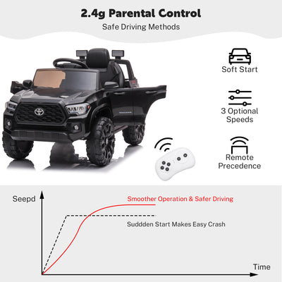 Ride On Kids Truck Car, Segmart Licensed Toyota Tacoma 12 Volt Electric 4 Tries Vehicle with Remote Control, 2 Speeds, 2 LED Headlights, Brakes and Gas Pedal, AUX, Grey, SS2650