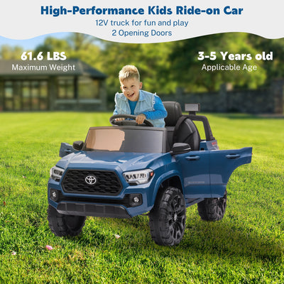 Ride On Kids Truck Car, Segmart Licensed Toyota Tacoma 12 Volt Electric 4 Tries Vehicle with Remote Control, 2 Speeds, 2 LED Headlights, Brakes and Gas Pedal, AUX, White, SS2600
