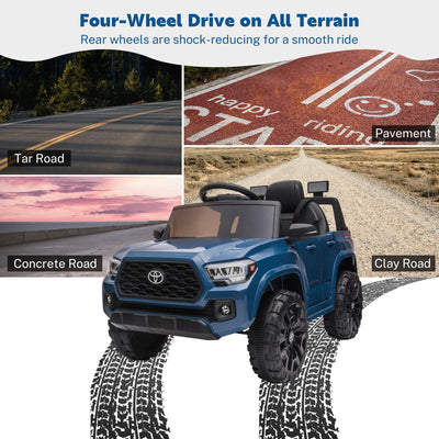 Ride On Kids Truck Car, Segmart Licensed Toyota Tacoma 12 Volt Electric 4 Tries Vehicle with Remote Control, 2 Speeds, 2 LED Headlights, Brakes and Gas Pedal, AUX, Grey, SS2650